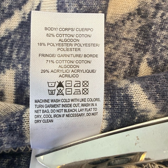 Lucky Brand Aztec Print Fringed Brushed Knit Cardigan Sweater Cardigan Size XL - Picture 7 of 7